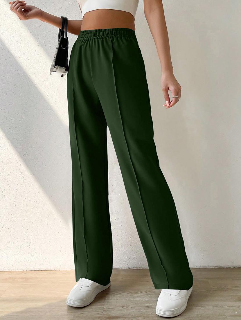 women high rise pleated straight trouser - 21864134 - Standard Image - 2