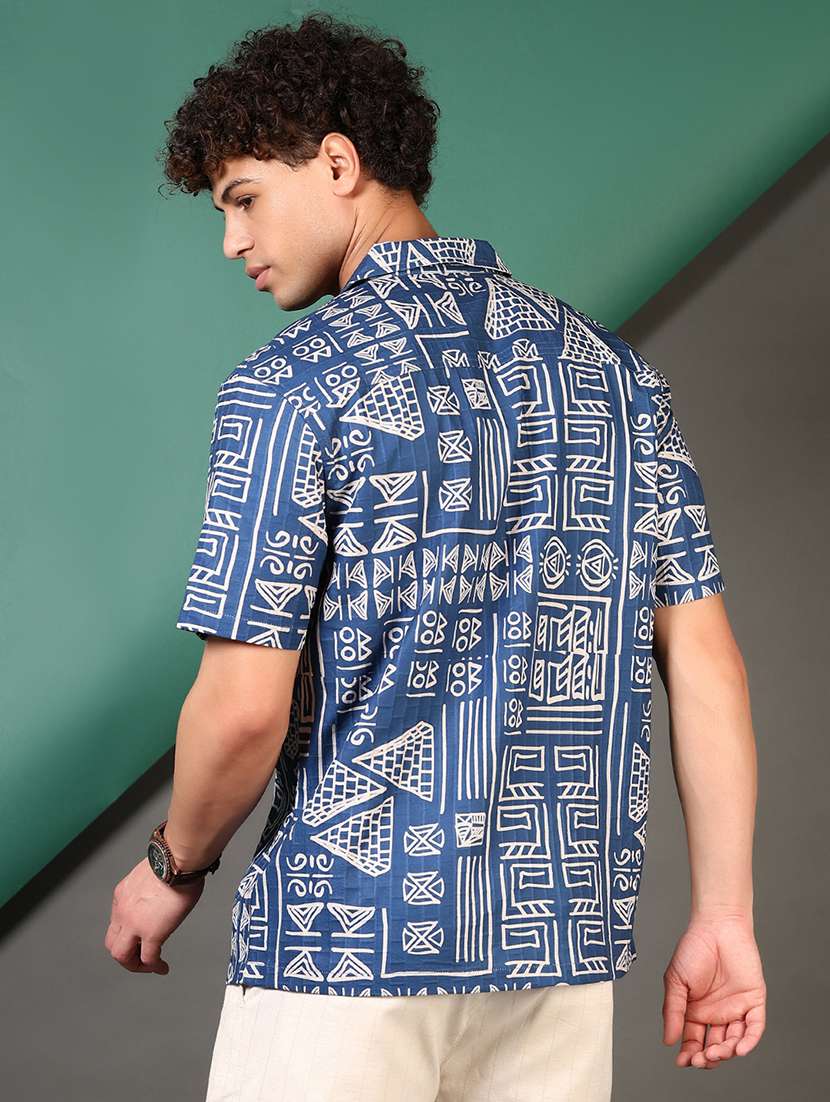 men printed cuban collared casual shirt - 21864304 -  Standard Image - 2