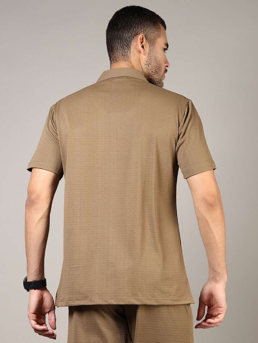 men textured cuban collared casual shirt - 21864309 -  Standard Image - 2