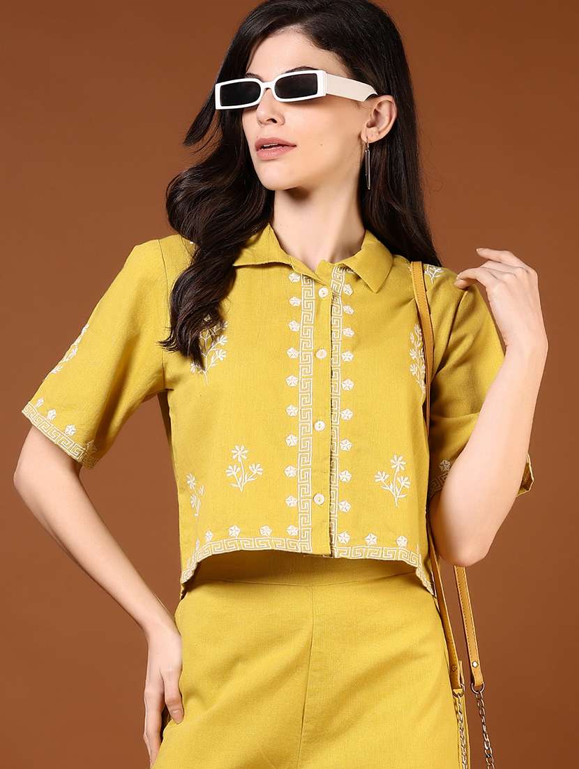 women embroidered shirt and trouser co-ord set
