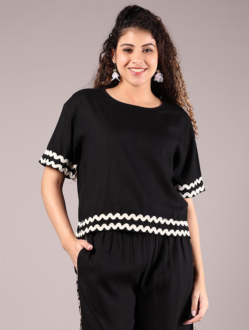 women solid short sleeves regular top - 21864431 -  Zoom Image - 0