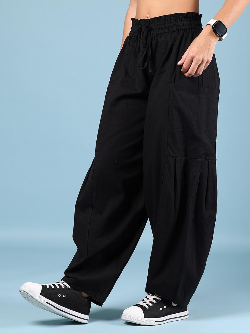 women black solid high rise peg trouser - 21864444 - Zoom Image - 0