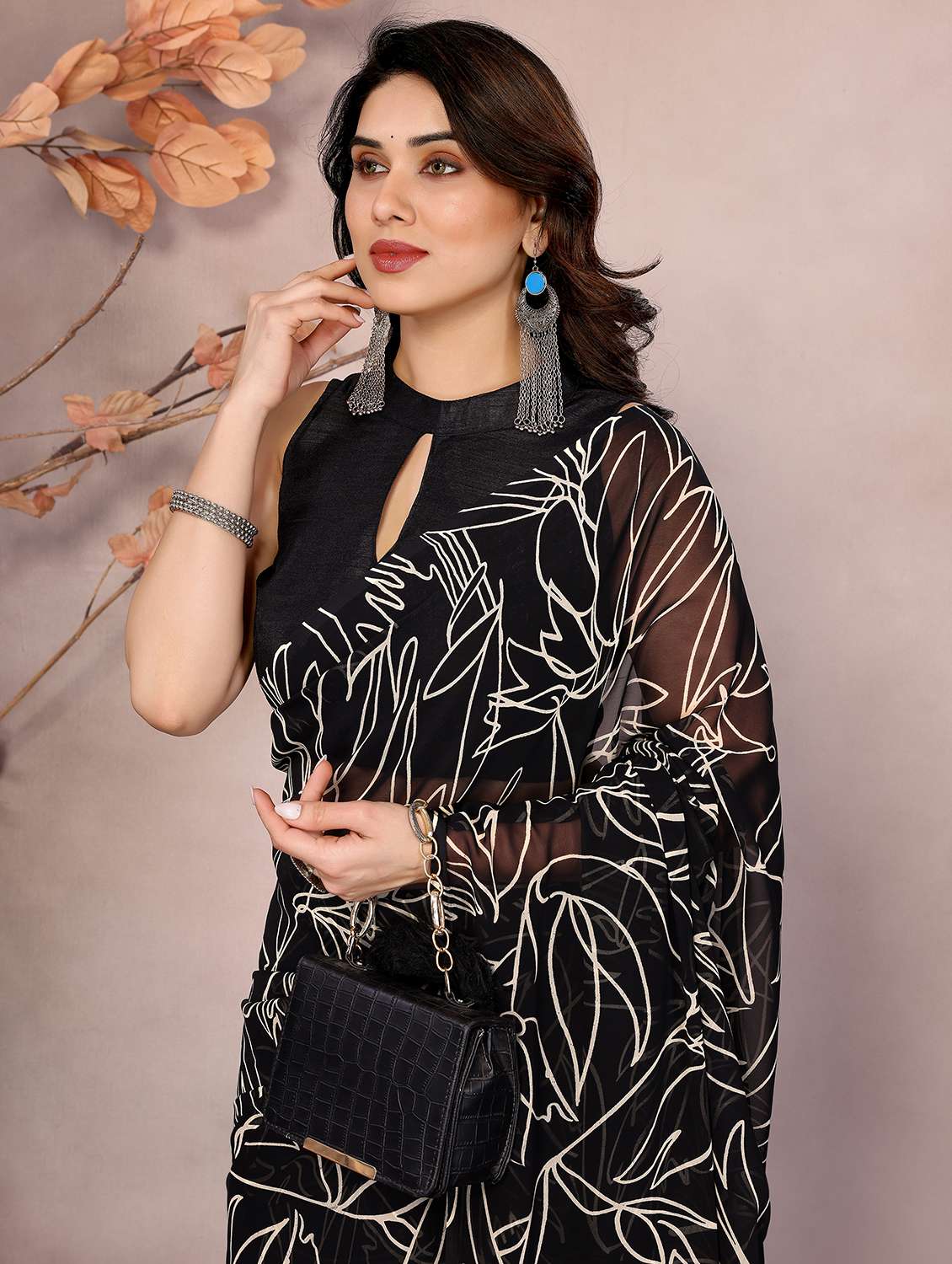 women printed ready to wear saree with blouse - 21866046 -  Standard Image - 2