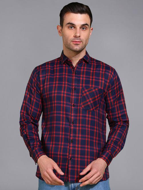 men checked long sleeve regular fit casual shirt - 21866511 - Standard Image - 0