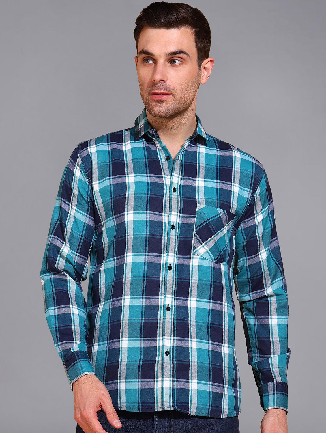 men checked long sleeve regular fit casual shirt  - 21866516 -  Zoom Image - 0