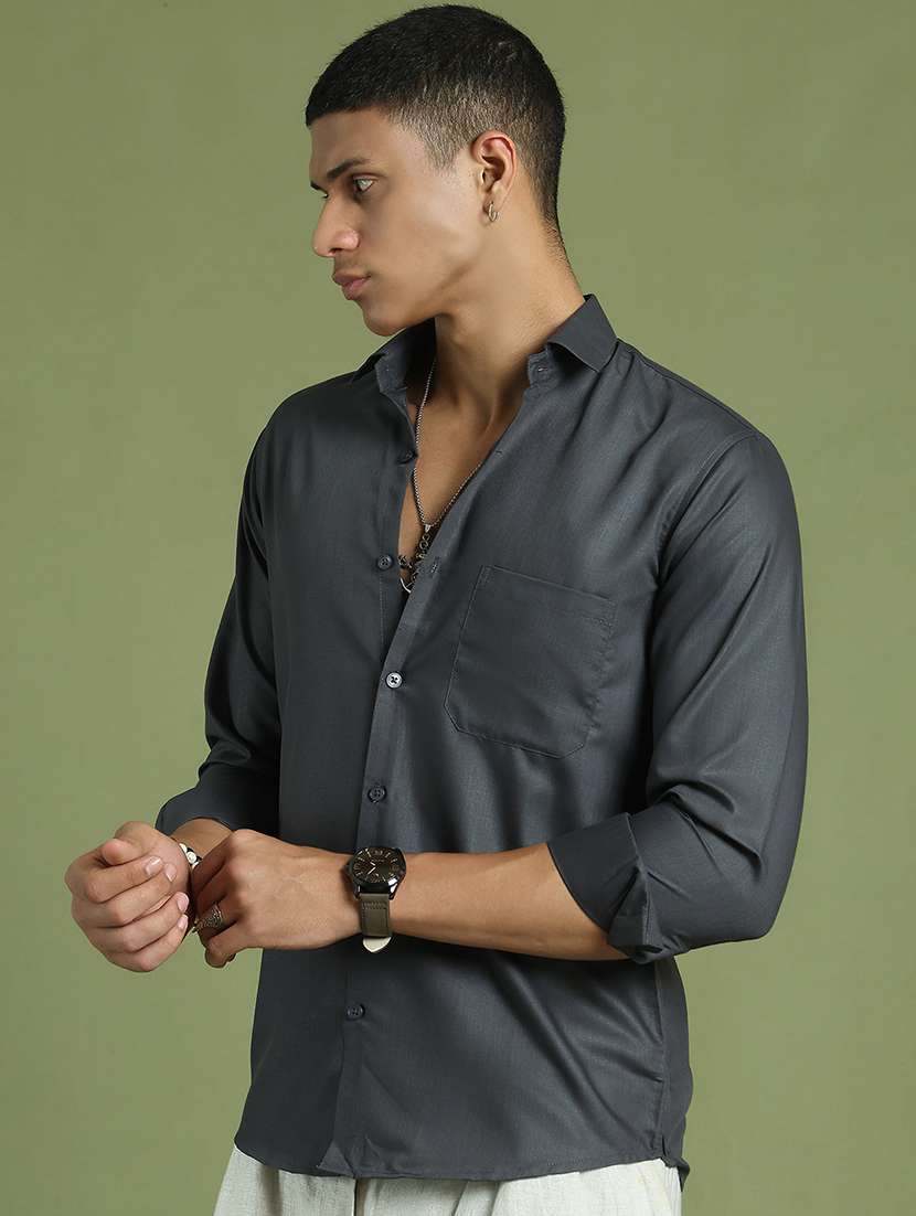 men solid long sleeve regular fit casual shirt  - 21866592 -  Standard Image - 2