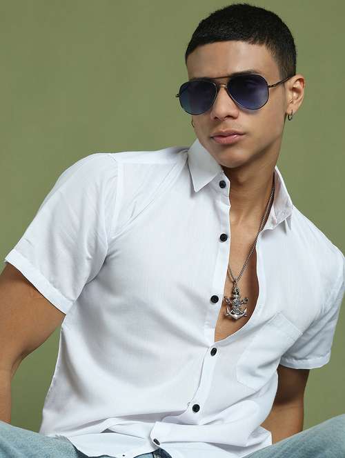 men solid short sleeve regular fit casual shirt  - 21866597 -  Standard Image - 0