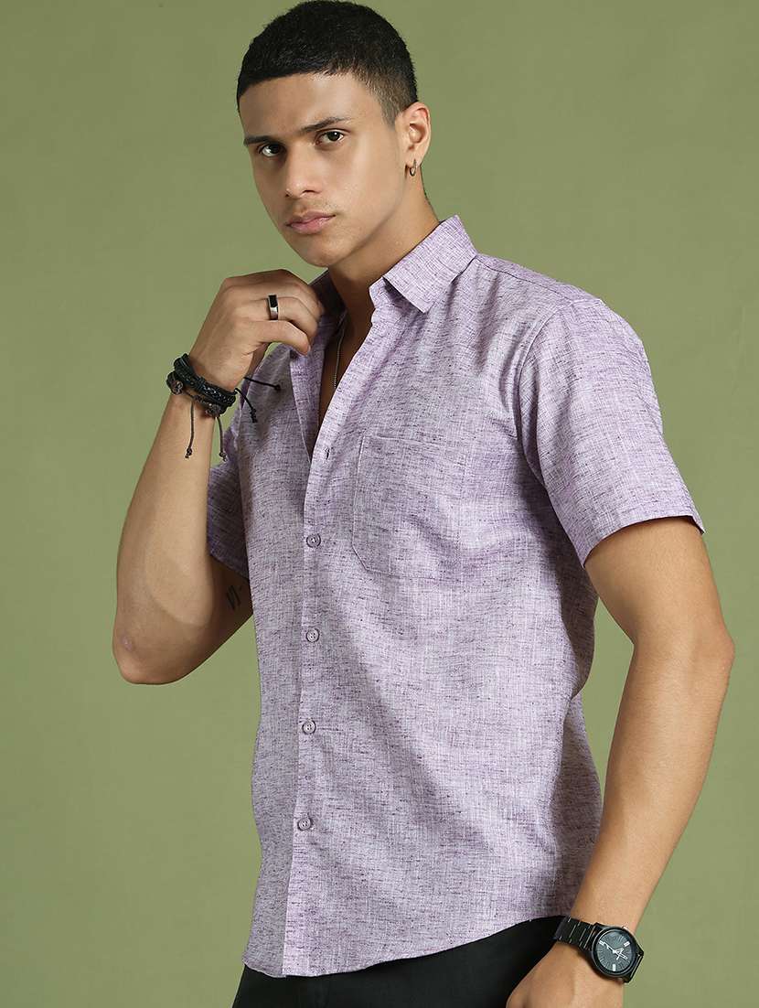 men solid short sleeve regular fit casual shirt  - 21866599 -  Standard Image - 2