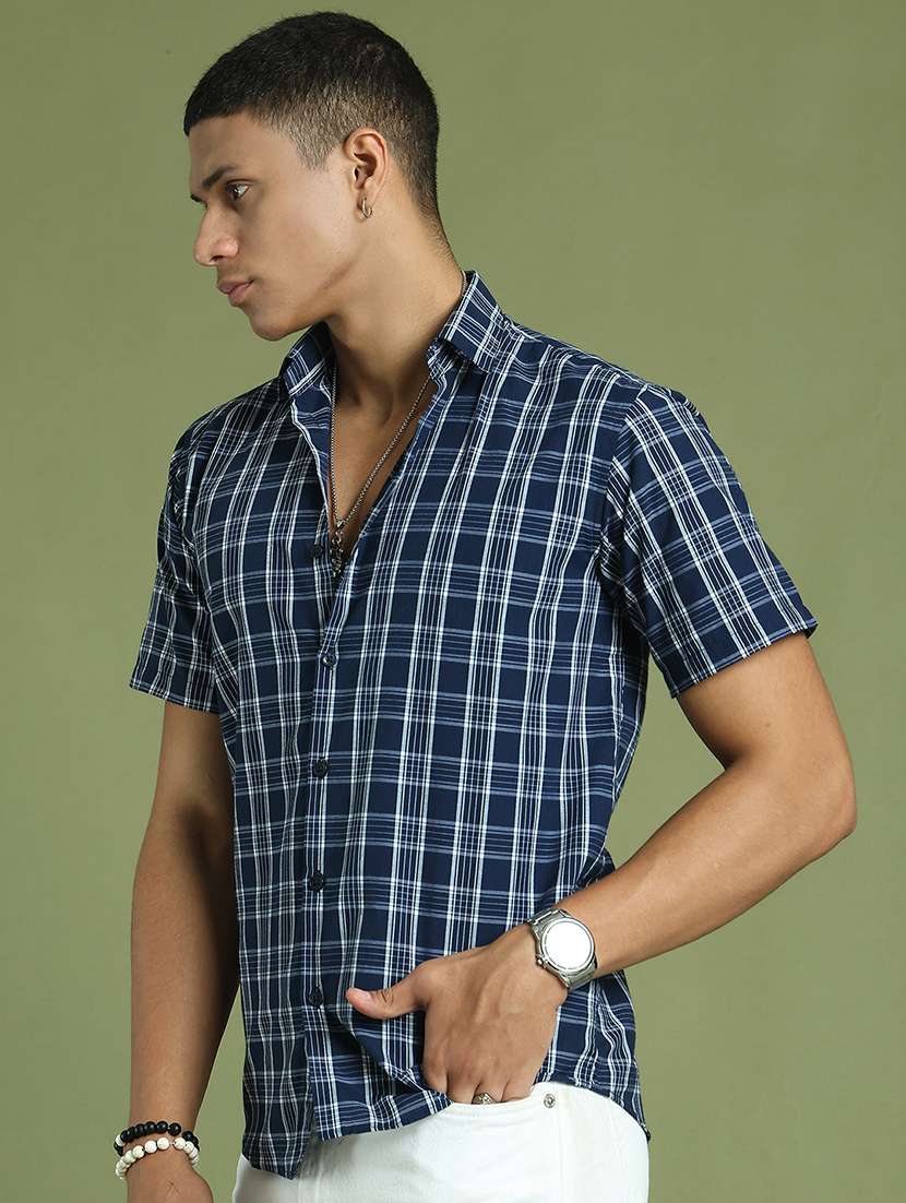 men checked short sleeve regular fit casual shirt  - 21866601 -  Standard Image - 2