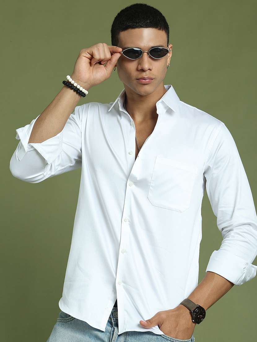 men solid long sleeve regular fit casual shirt 