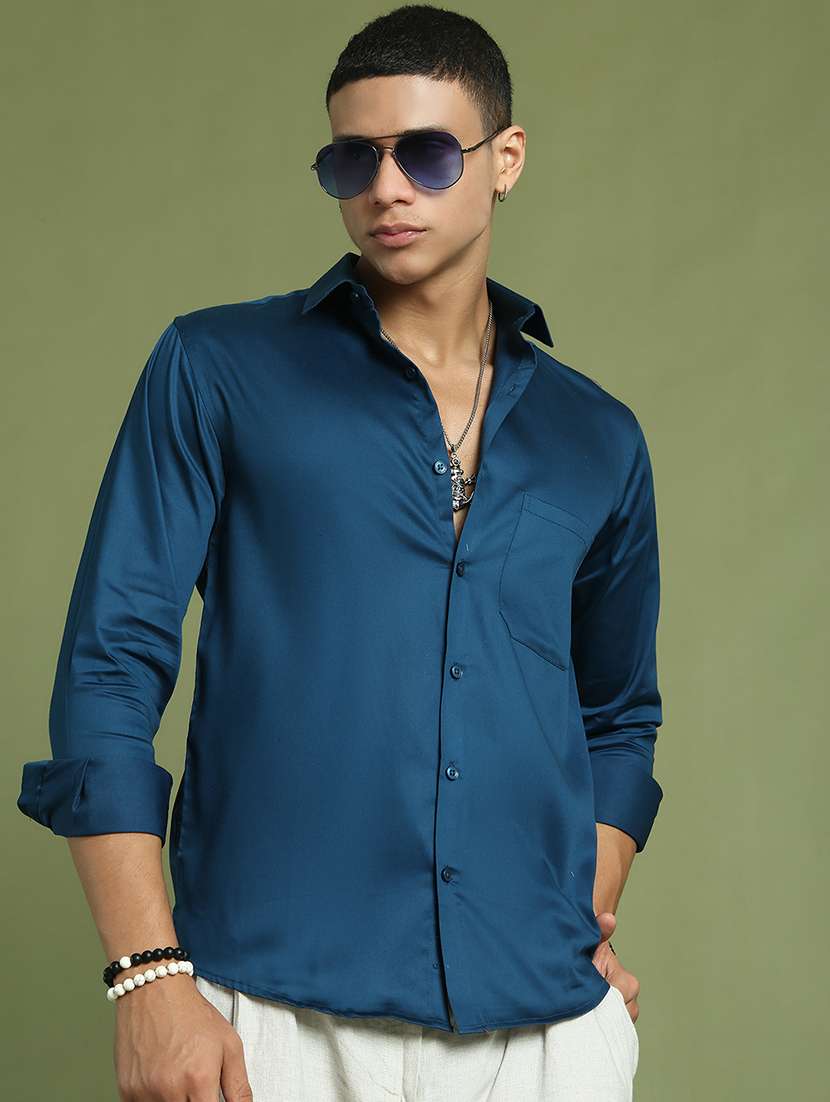 men solid long sleeve regular fit casual shirt 