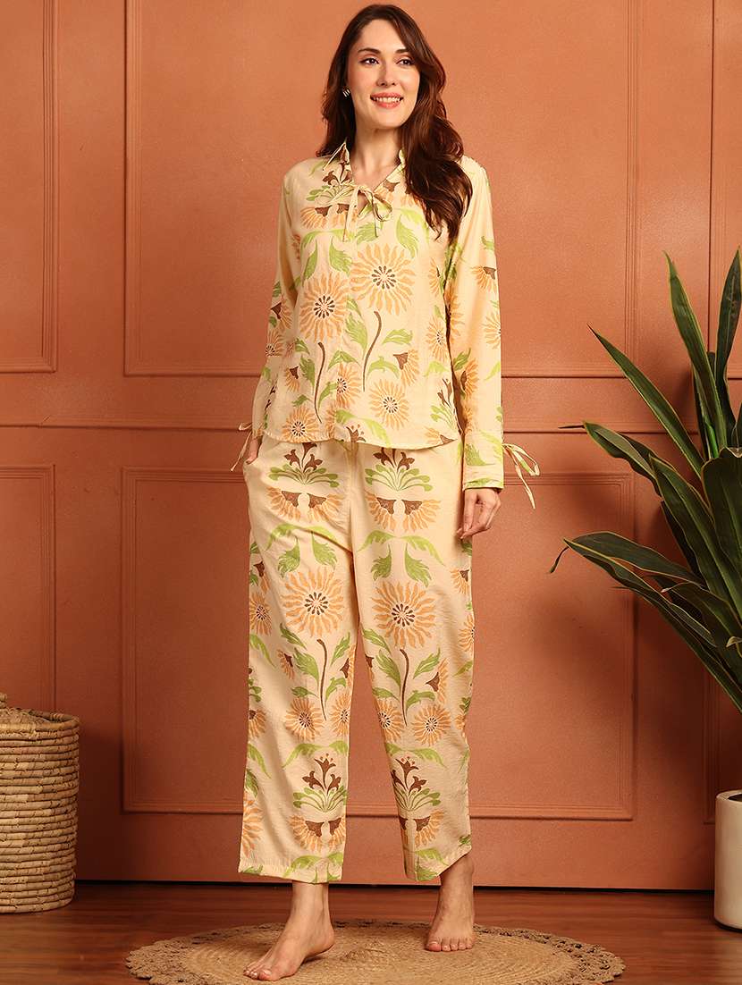 women printed nightwear pyjama set