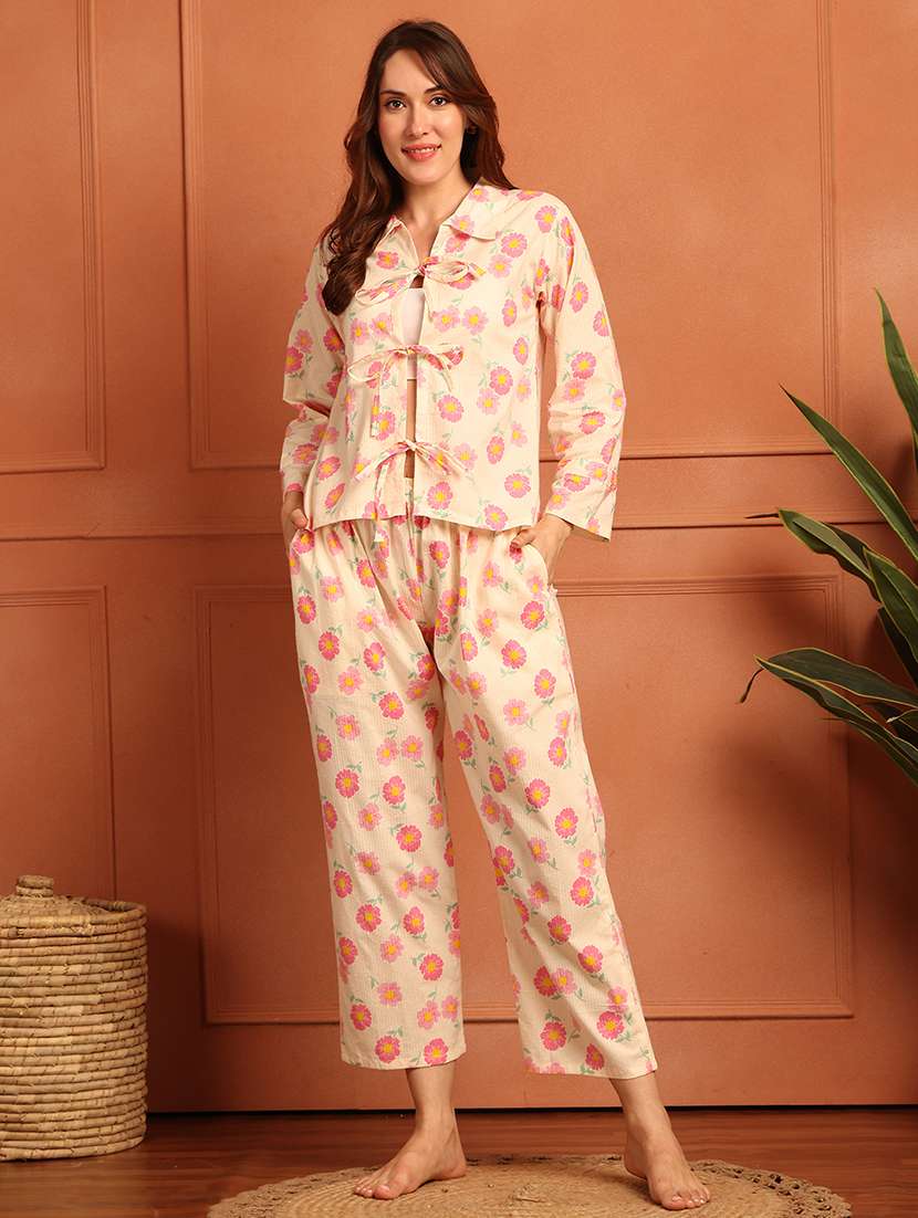 women printed nightwear pyjama set