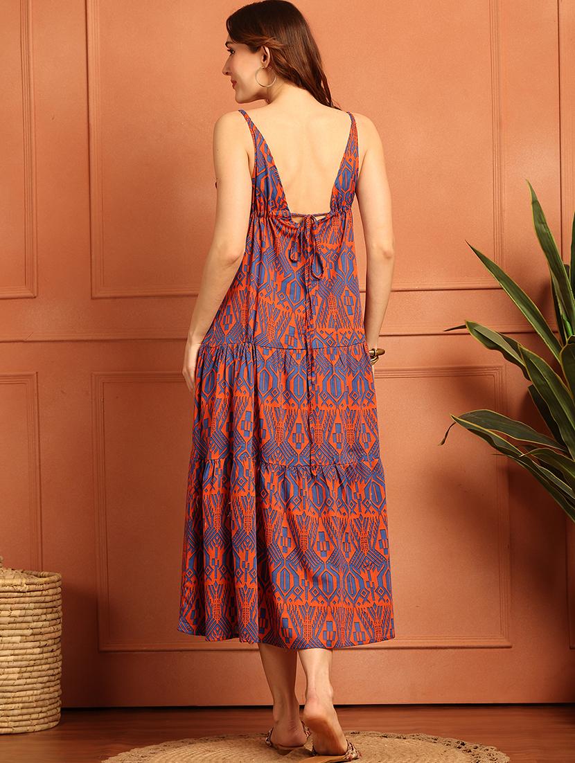 women printed shoulder strap tiered dress - 21867332 - Standard Image - 2
