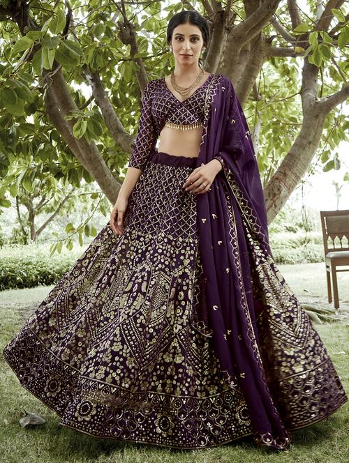 women flared semi stitched lehenga choli with dupatta set - 21867338 -  Standard Image - 0