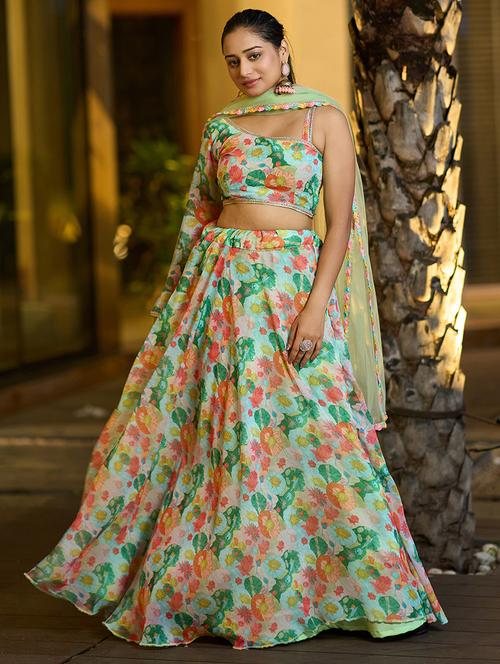 women flared semi stitched lehenga choli with dupatta set - 21867355 - Standard Image - 0