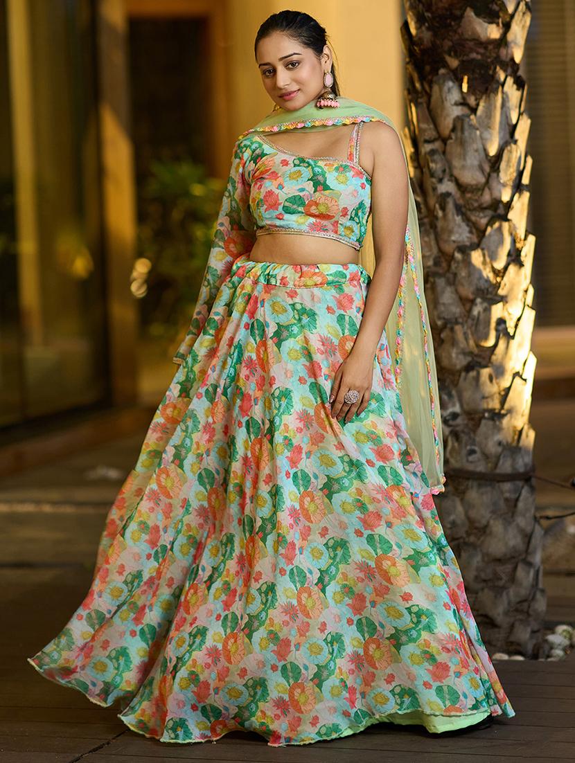 women flared semi stitched lehenga choli with dupatta set - 21867355 - Zoom Image - 0