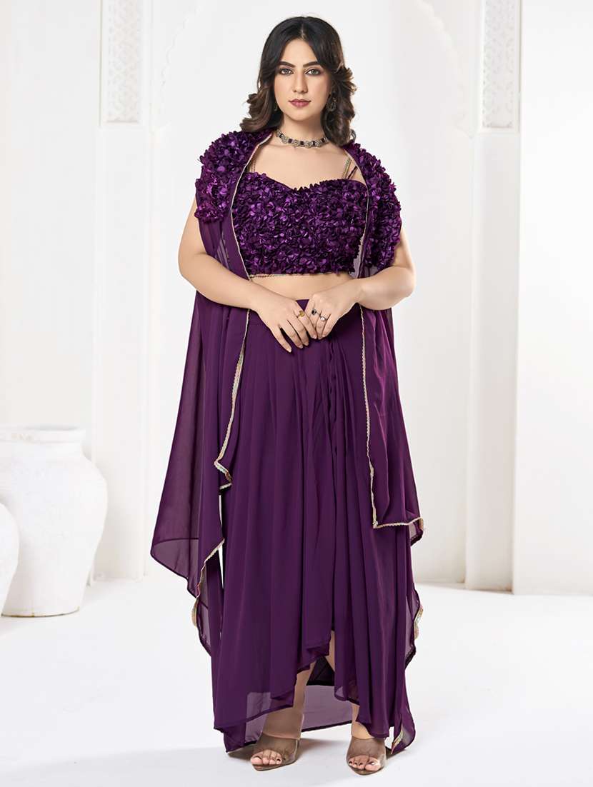 women flared semi stitched lehenga choli with dupatta set