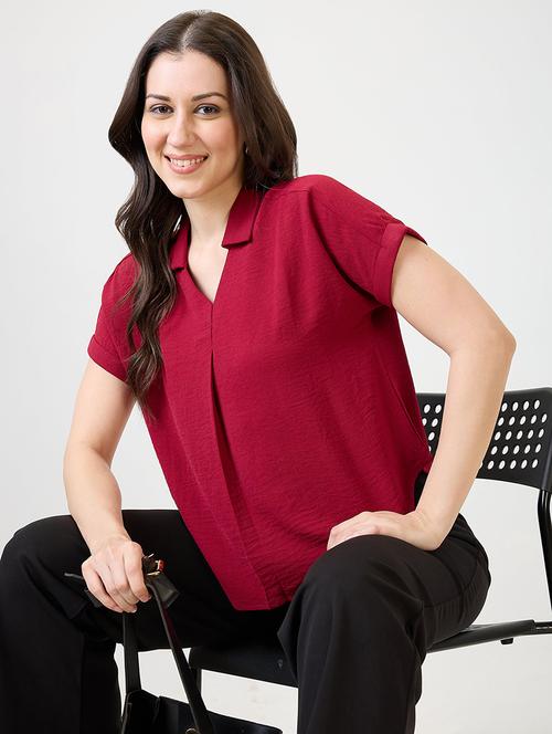 women solid collared regular top - 21869833 -  Standard Image - 0