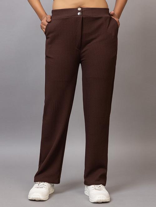 women solid mid rise straight trouser - 21869854 -  Standard Image - 0