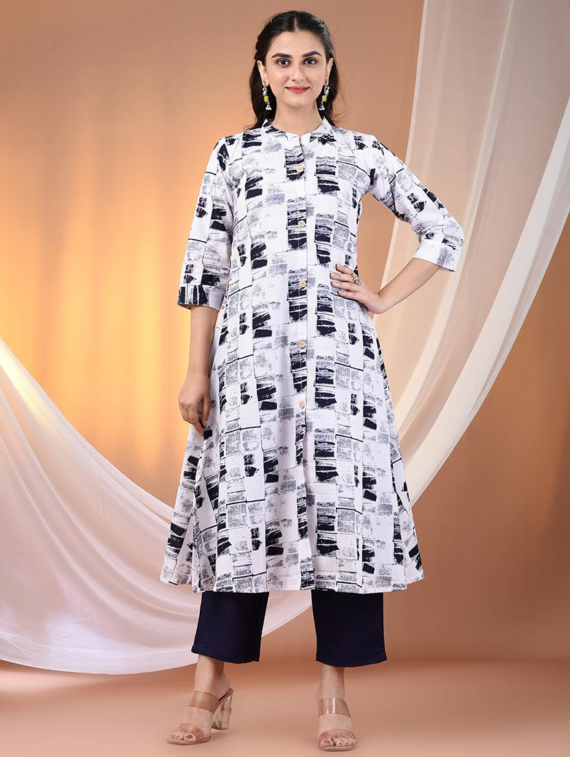 women printed three quarter sleeve a-line kurta - 21869901 - Zoom Image - 0