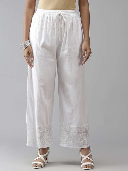 women embroidered hem straight palazzo - 21870831 -  Standard Image - 0