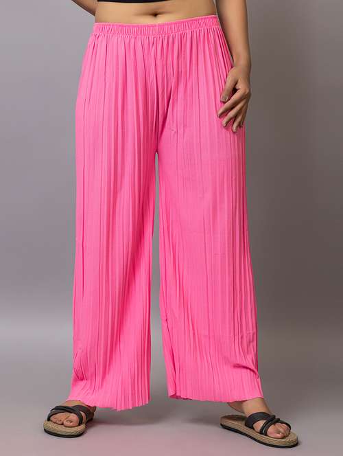 women solid mid rise straight palazzo - 21870834 - Standard Image - 0