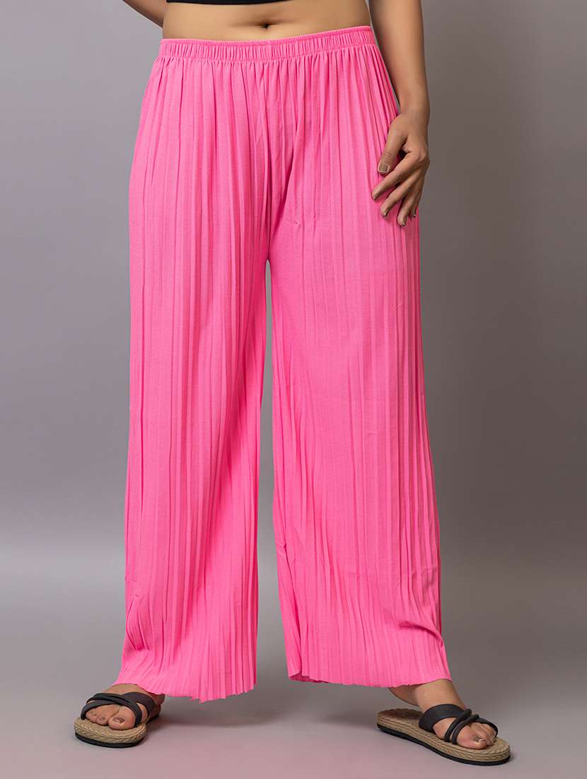 women solid mid rise straight palazzo - 21870834 - Zoom Image - 0