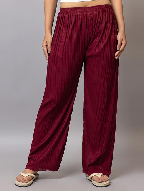 women solid mid rise straight palazzo - 21870837 - Standard Image - 0