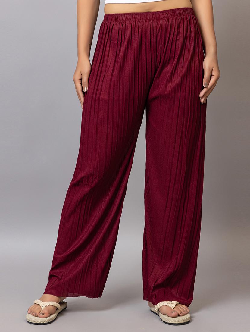 women solid mid rise straight palazzo - 21870837 - Zoom Image - 0