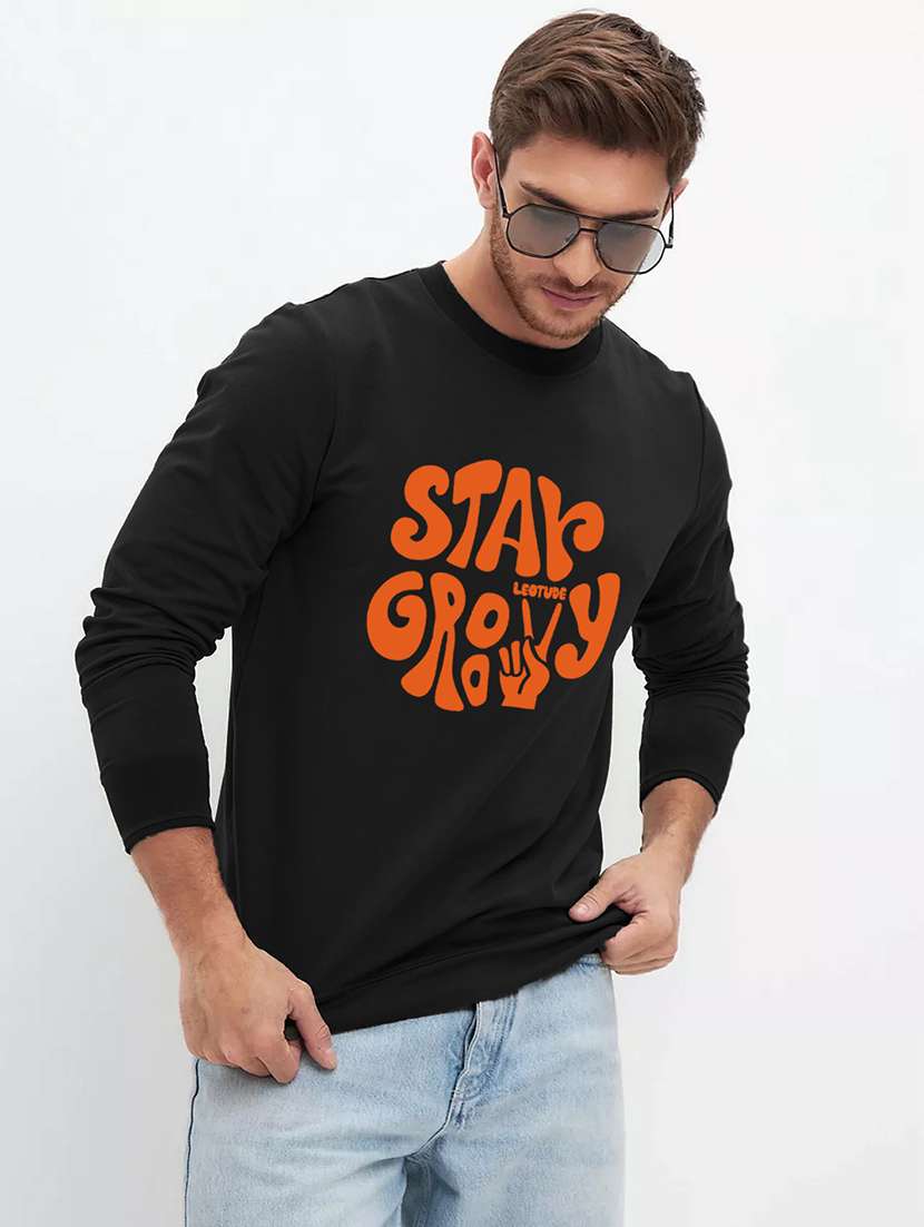 men chest print long sleeve regular fit t-shirt