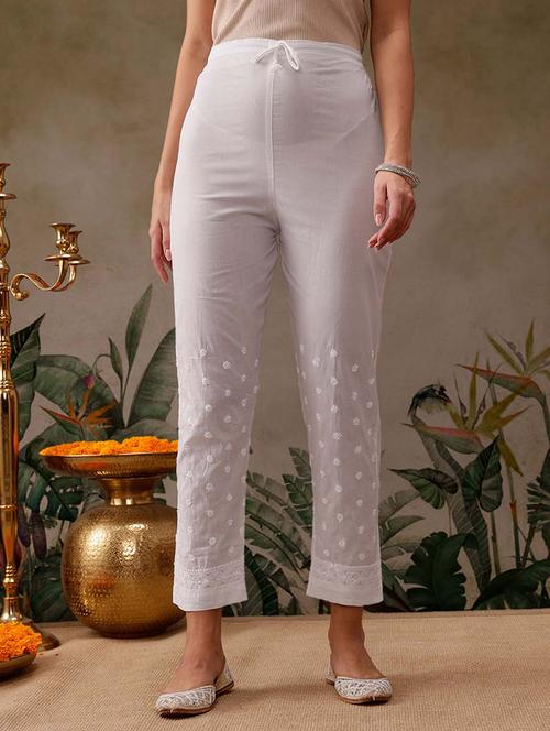 women embroidered tapered pant - 21871509 - Standard Image - 0