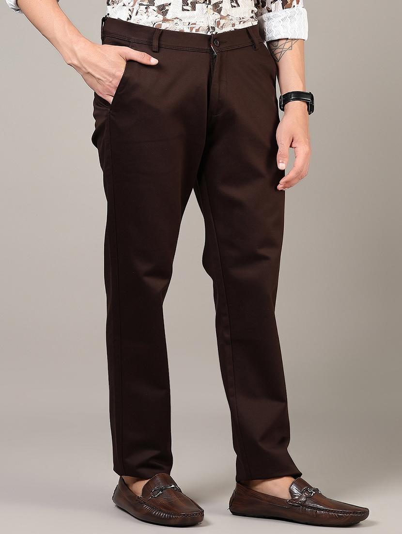 men solid md rise flat front casual chinos - 21871850 - Standard Image - 2