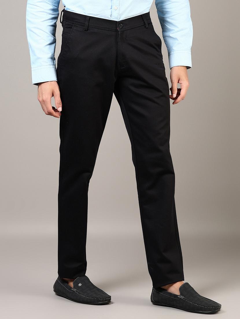 men solid md rise flat front casual chinos - 21871851 - Standard Image - 2