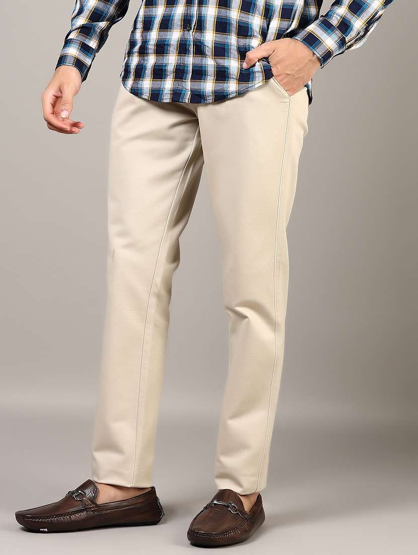 men solid md rise flat front casual chinos  - 21871852 -  Standard Image - 2