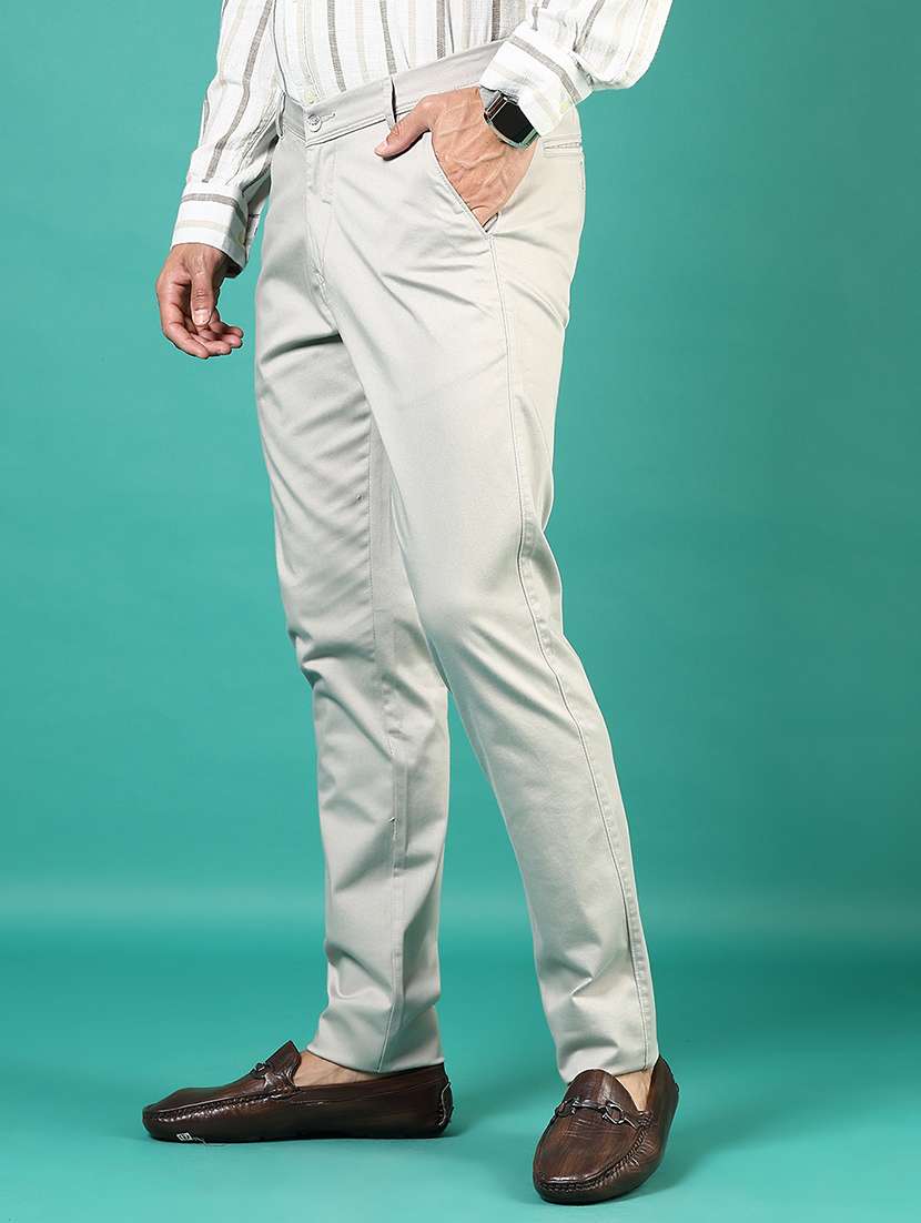 men solid md rise flat front casual chinos - 21871853 - Standard Image - 2