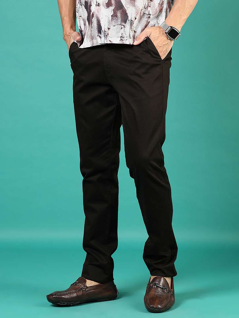 men solid md rise flat front casual chinos  - 21871854 -  Standard Image - 2