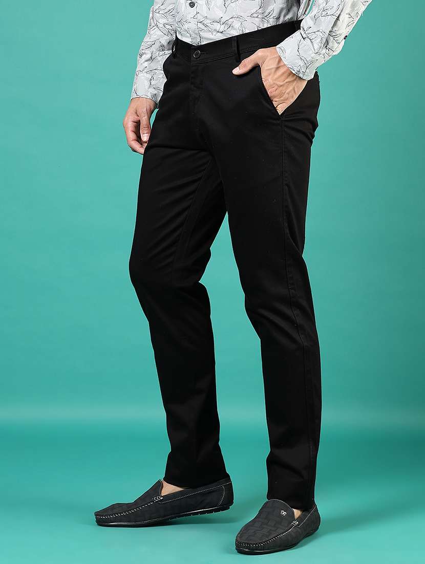 men solid md rise flat front casual chinos - 21871855 - Standard Image - 2
