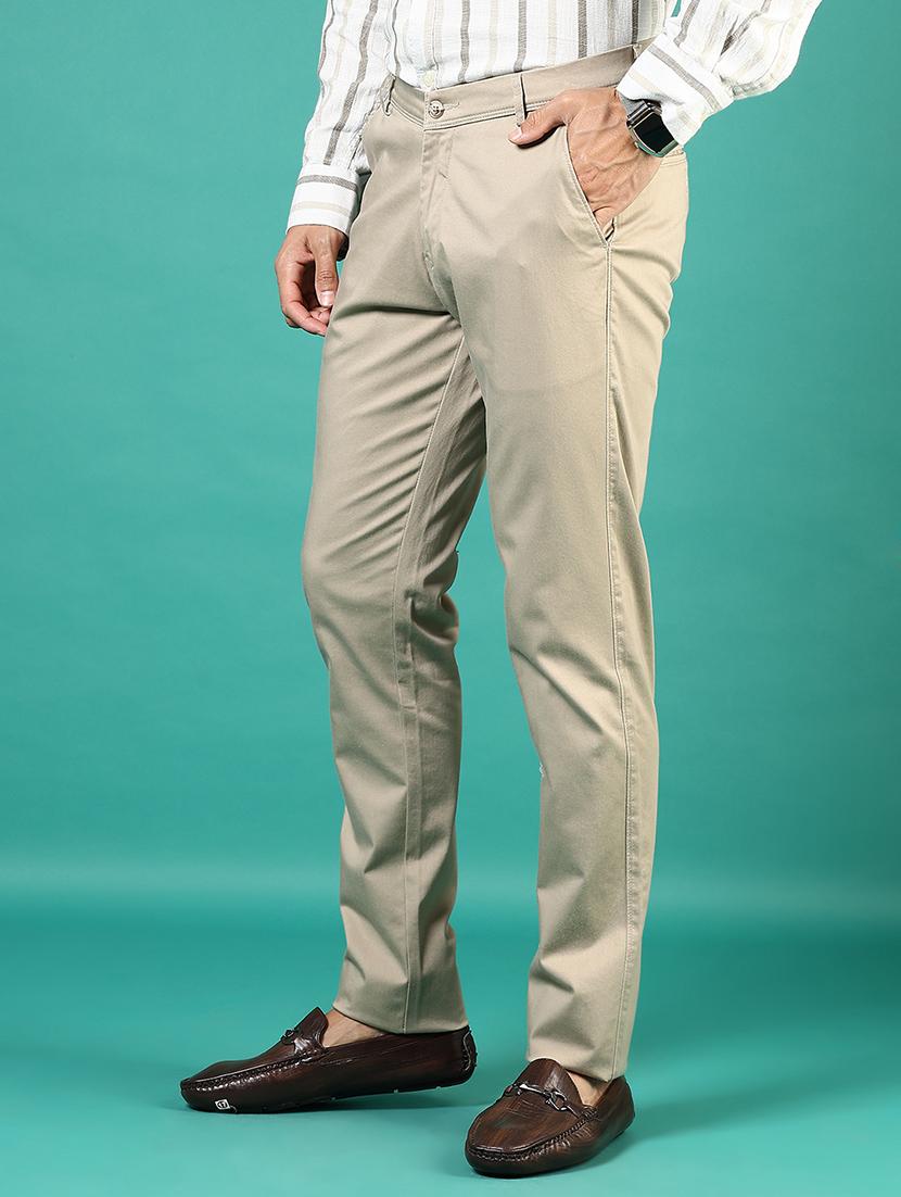 men solid md rise flat front casual chinos - 21871856 - Standard Image - 2