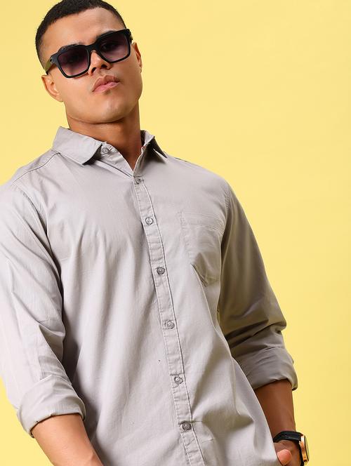 men solid long sleeve regular fit casual shirt - 21872073 - Standard Image - 0