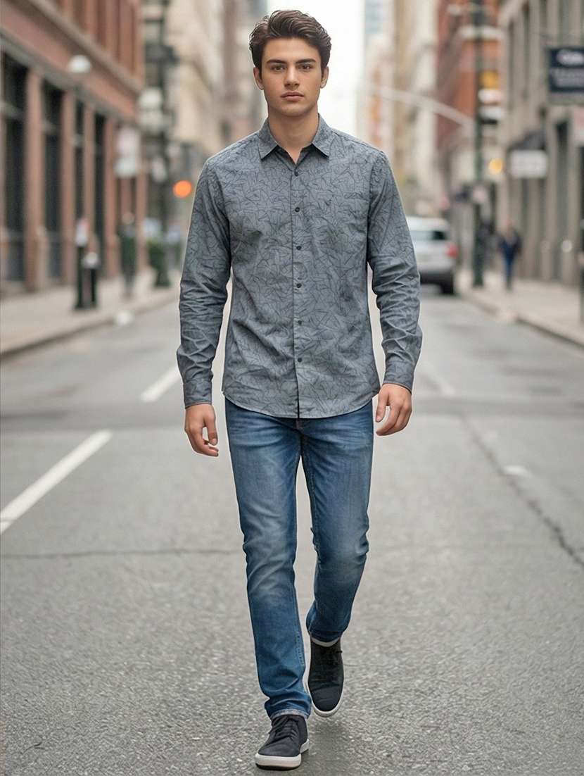 men printed long sleeve regular fit casual shirt - 21872131 -  Standard Image - 2