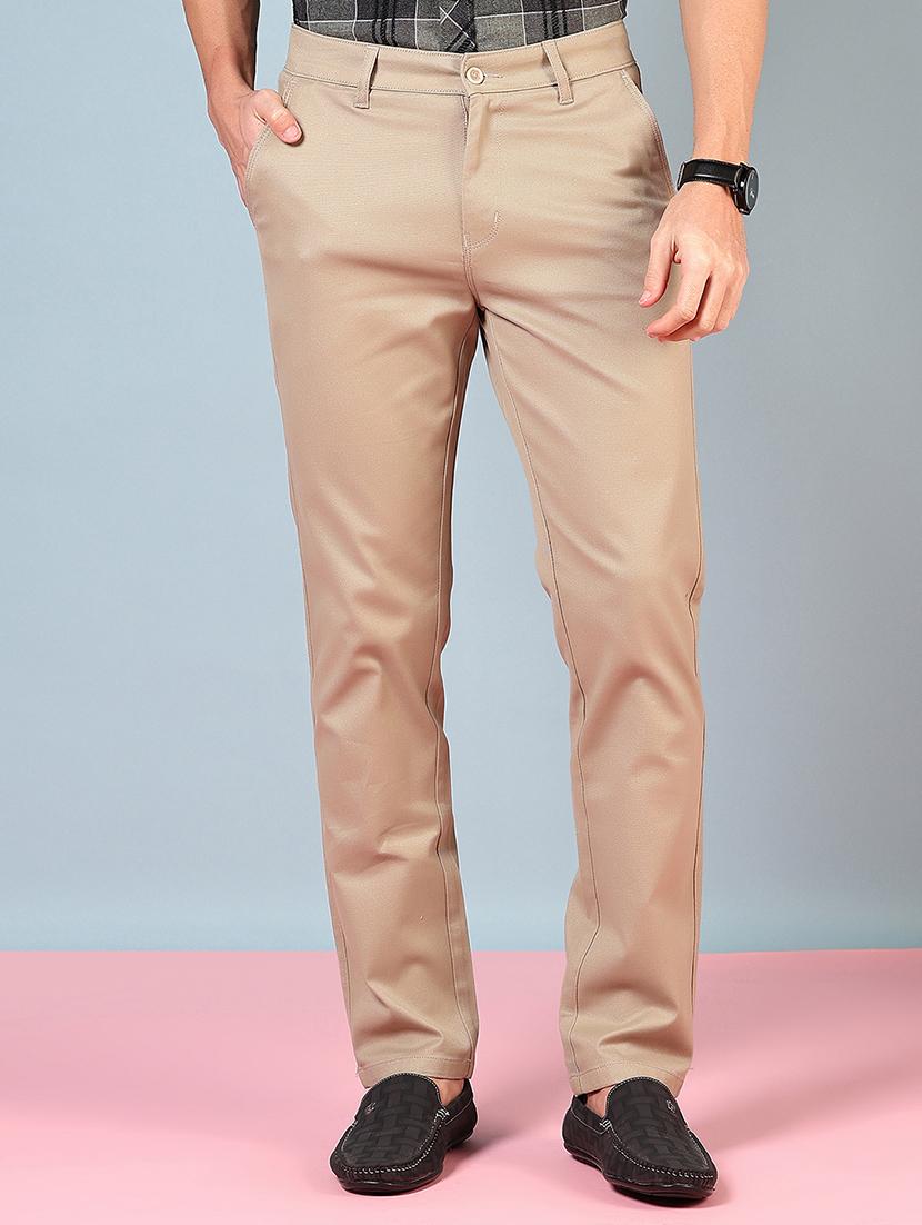 men solid md rise flat front casual chinos - 21872221 - Zoom Image - 0