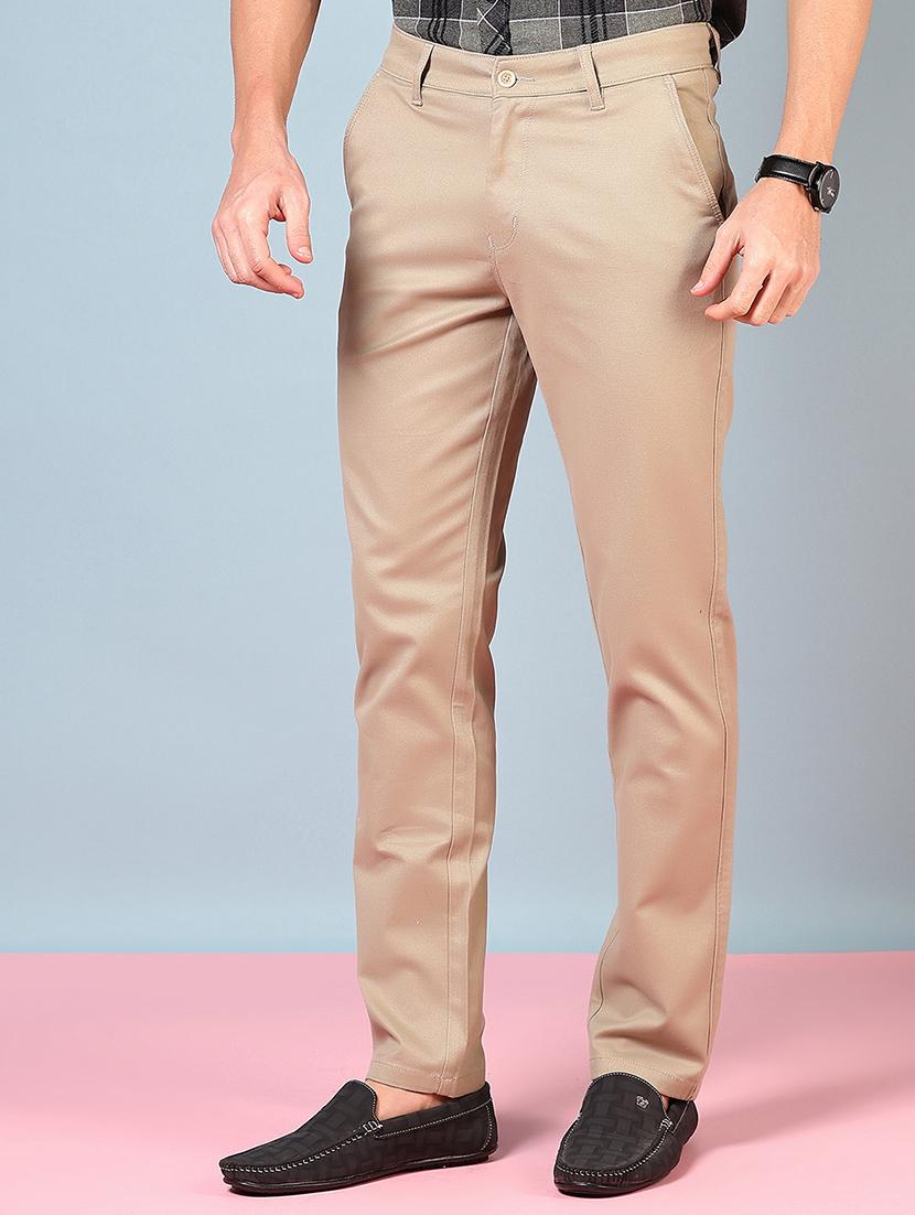 men solid md rise flat front casual chinos - 21872221 - Standard Image - 2