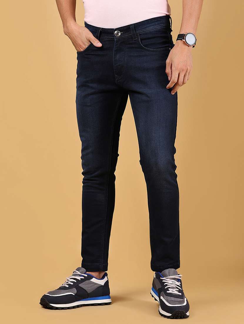 men solid mid rise slim fit jean