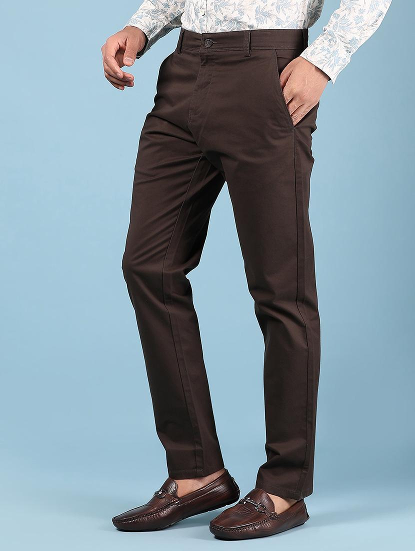 men solid md rise flat front casual chinos - 21872425 - Standard Image - 2