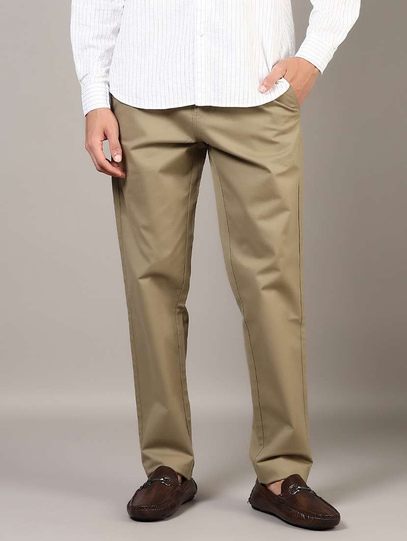 men solid md rise flat front casual chinos  - 21872426 -  Standard Image - 2