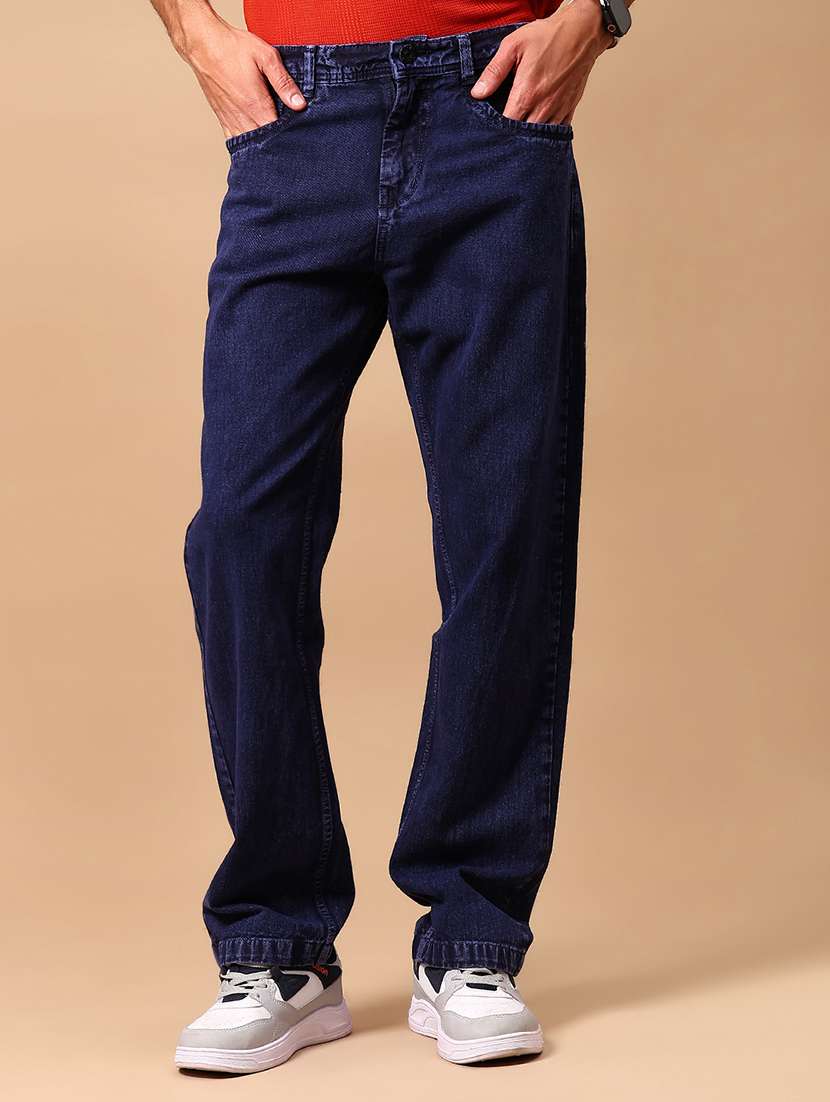 men solid mid rise baggy jeans - 21872442 - Standard Image - 2