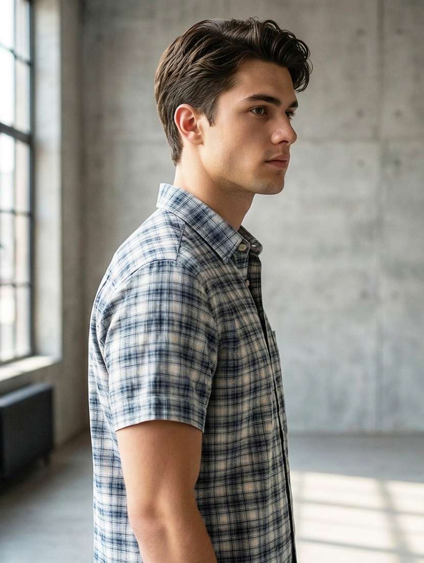 men checkered short sleeve regular fit casual shirt - 21872482 -  Standard Image - 2