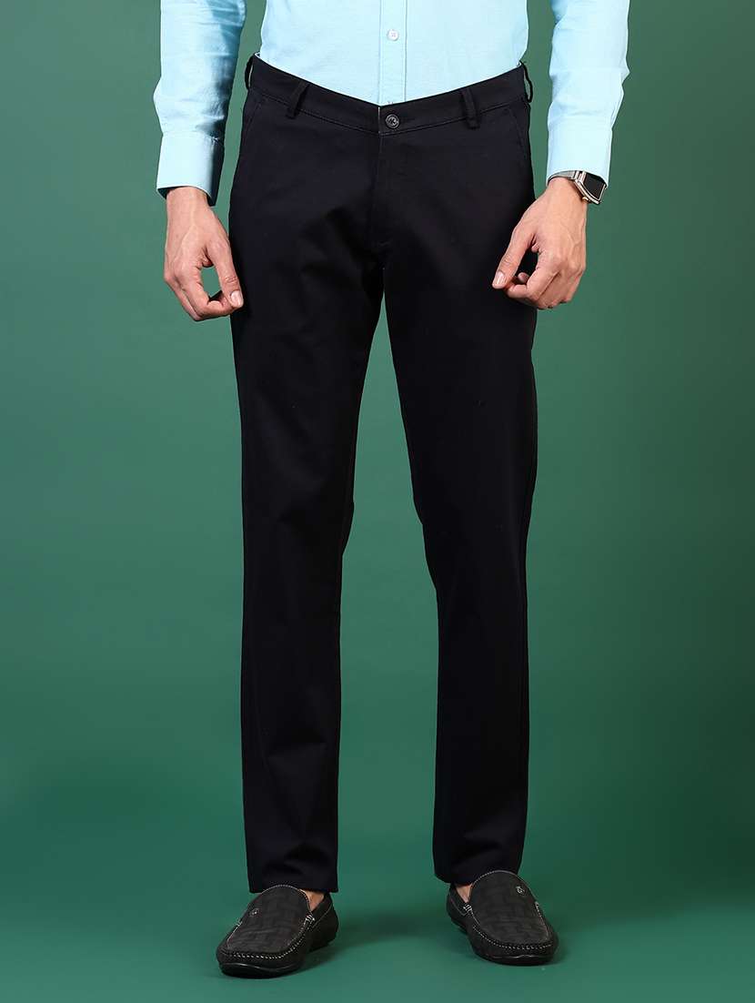 men solid mid rise casual chinos