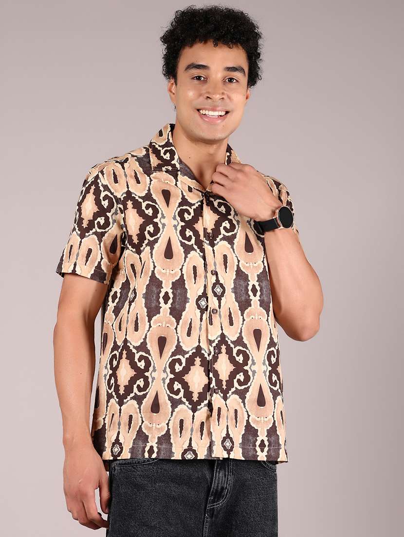 men printed cuban collaerd short sleeve casual shirt - 21872626 -  Standard Image - 2